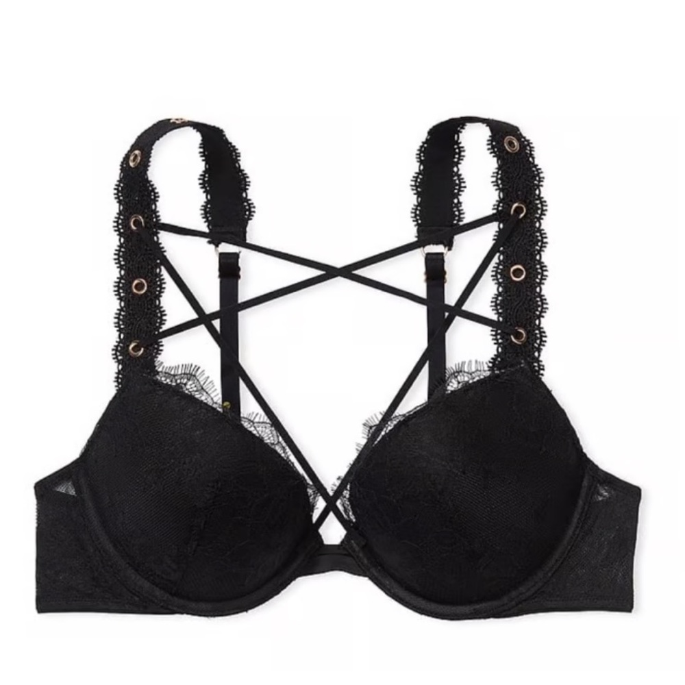 NEW VS strappy front grommet bra
